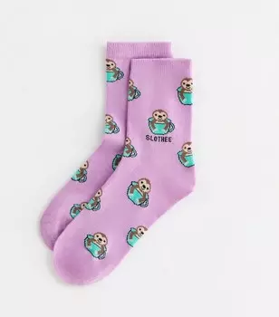 Пурпурные носки-tube Slothee New Look, светло-фиолетовый
