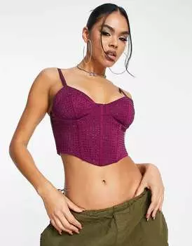 Пурпурный корсет с заклепками и кристаллами ASOS