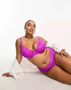 Пурпурный кружевной бюстгальтер пуш-ап ASOS Curve Dylan