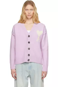 Пурпурный шерстяной кардиган Ami de Coeur AMI Paris