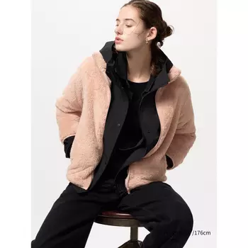 Пушистая флисовая куртка на молнии Uniqlo, 11 розовый