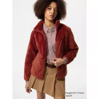 Пушистая флисовая куртка на молнии Uniqlo, 17 красный
