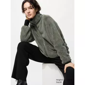 Пушистая флисовая куртка на молнии Uniqlo, 54 зеленый