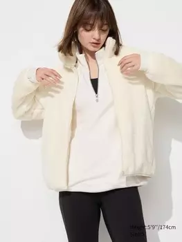 Пушистая флисовая куртка на молнии Uniqlo, белый