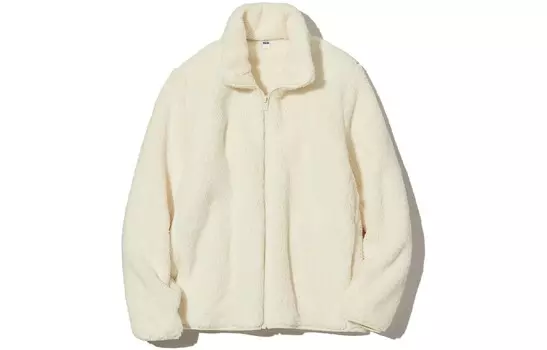 Пушистая флисовая куртка на молнии Uniqlo, 01 белый