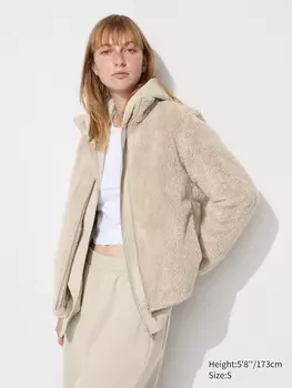 Пушистая флисовая куртка на молнии Uniqlo, 30 кремовый