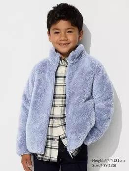 Детская флисовая куртка Uniqlo Toddler Fluffy Zipped, 62 серо-голубой