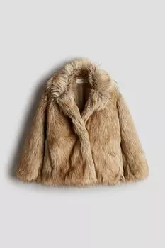 Пушистая куртка H&M, бежевый
