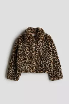 Пушистая куртка H&M, бежевый