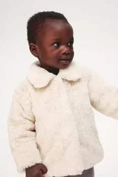 Пушистая куртка H&M, бежевый