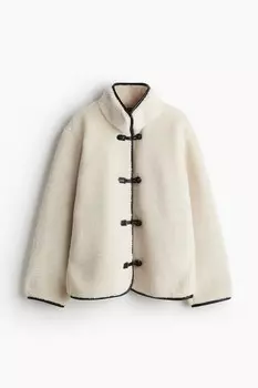 Пушистая куртка H&M, бежевый