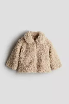 Пушистая куртка H&M, бежевый