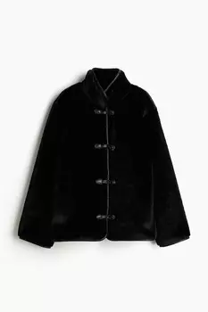 Пушистая куртка H&M, черный