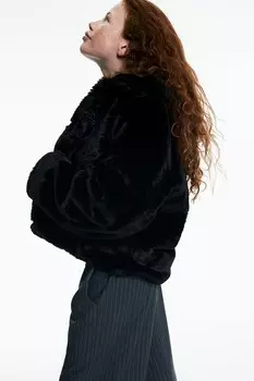 Пушистая куртка H&M, черный