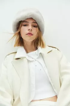 Пушистая шапка H&M, бежевый
