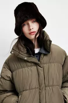Пушистая шляпа ведро H&M, коричневый