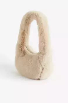 Пушистая сумка через плечо H&M, бежевый