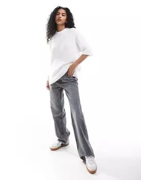 Пушистая трикотажная футболка с круглым вырезом кремового цвета ASOS DESIGN