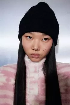 Пушистая вязаная шапка H&M, черный