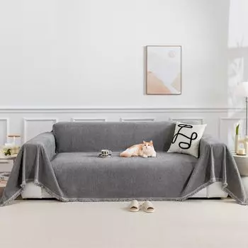 Пушистое хлопковое одеяло для дивана, мягкое одеяло для постели, одеяло Love, одеяло для собаки, одеяло для дивана, 180 х 340 см, синее BTTO, серый