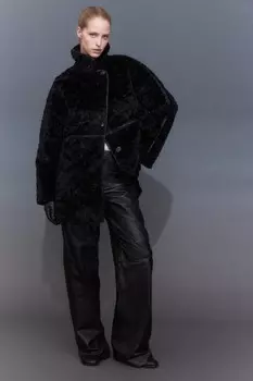 Пушистое пальто H&M, черный