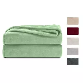 Пушистое приятное одеяло Komfortec, сертифицировано Oeko-TEX, пушистое флисовое одеяло 260 г/м, покрывало для дивана и одеяло для дивана, 150x200 см, светло-зеленый