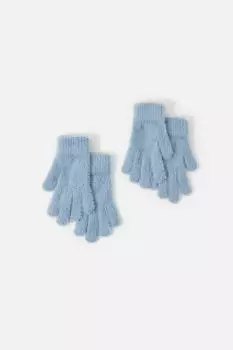 Пушистые суперэластичные перчатки, набор из двух штук Accessorize, синий