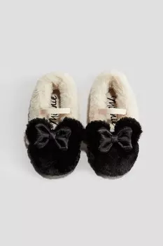Пушистые тапочки H&M, бежевый