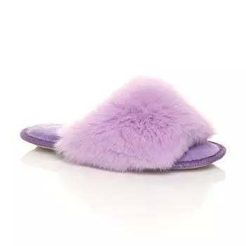 Пушистые тапочки на плоском каблуке с открытым носком AJVANI, фиолетовый