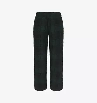 Пушистые трикотажные спортивные штаны с принтом в клетку Skims, цвет cypress plaid