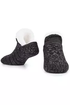 Пушистые вязаные тапочки-носки CityComfort, черный