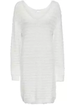 Пушистый длинный свитер Bodyflirt, белый