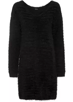 Пушистый длинный свитер Bodyflirt, черный