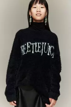 Пушистый джемпер H&M, черный