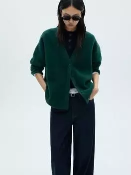 Пушистый кардиган duckie Mango, темно-зеленый