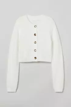 Пушистый кардиган H&amp;M, белый