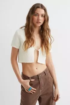 Пушистый кардиган H&amp;M, белый