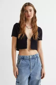 Пушистый кардиган H&amp;M, черный