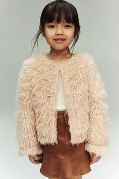 Пушистый кардиган H&M, бежевый