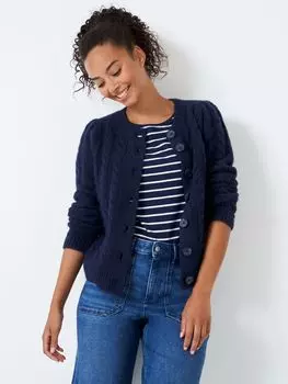 Пушистый кардиган из смесовой шерсти Crew Clothing, темно-синий