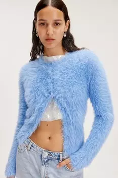 Пушистый кардиган Monki, голубой