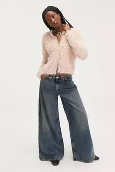 Пушистый кардиган Monki, розовый