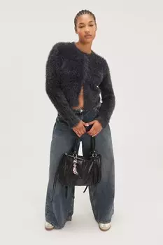 Пушистый кардиган Monki, серый