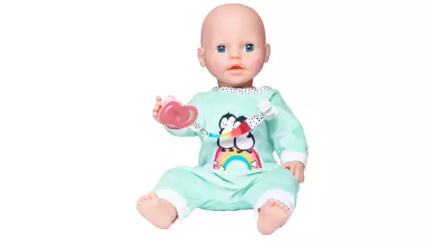 Пушистый комбинезон в горошек с изображением пингвина, размер 35-45см Heless