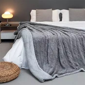 Пушистый плед Sherpa, плед Skandi двусторонний, плед Skandi 200х240см Paco Home, серый