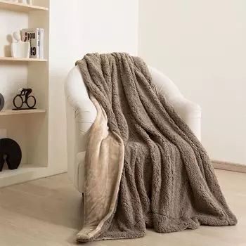 Пушистый плед Sherpa, плед Skandi двусторонний, плед Skandi 200х240см Paco Home, коричневый