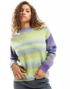 Пушистый полосатый джемпер из пряжи в разноцветном исполнении Urban Revivo