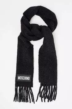 Пушистый шерстяной шарф Moschino, черный