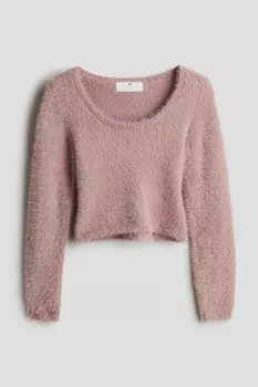 Пушистый свитер H&M, розовый