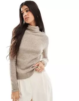 Пушистый свитер с высоким воротом светло-серого цвета Abercrombie & Fitch